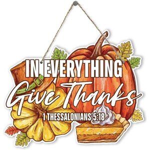 Thanksgiving Door Sign Decor, Scripture Wall Art, Christian Wood Signs, Autumn